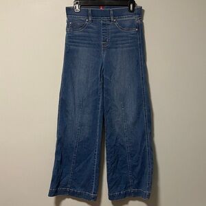SPANX Wide-Leg High-Rise Jeans in Medium Blue